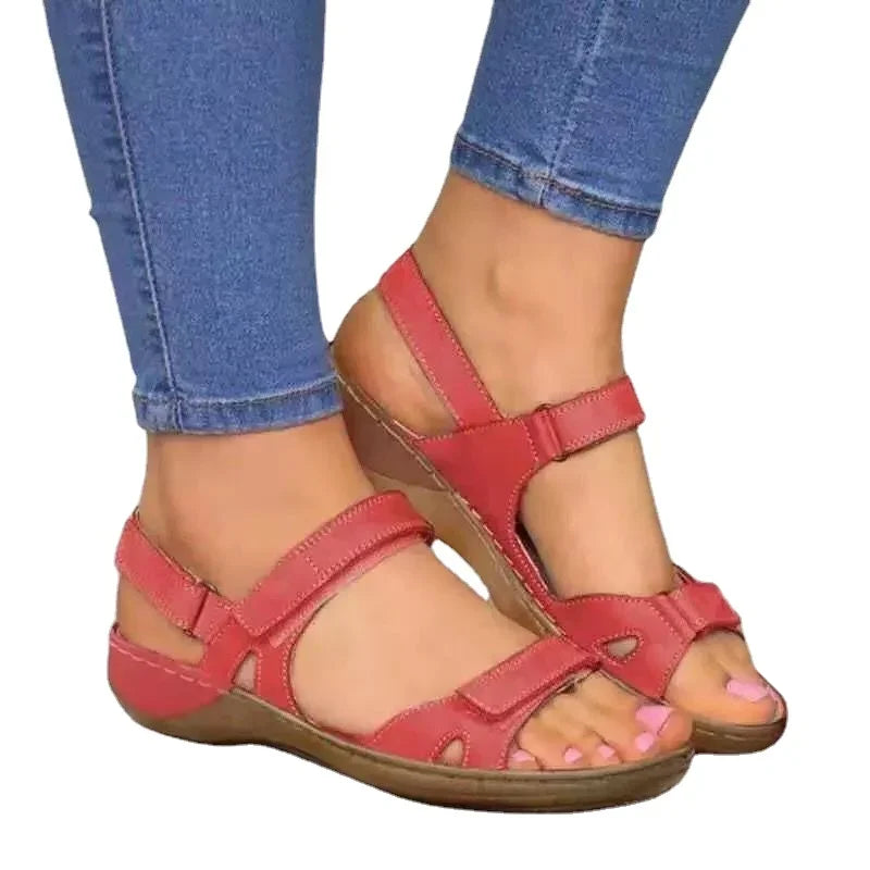 Scarpe Estive Donna con Zeppa Bassa e Doppio Velcro Regolabile - Comode, Stabili e Leggere Tutto il Giorno