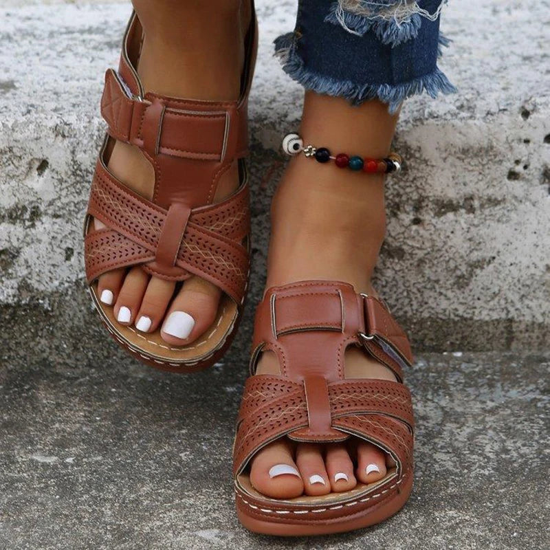 Scarpe Estive Donna con Zeppa Ergonomica e Velcro Regolabile - Comode, Traspiranti e Leggere Tutto il Giorno