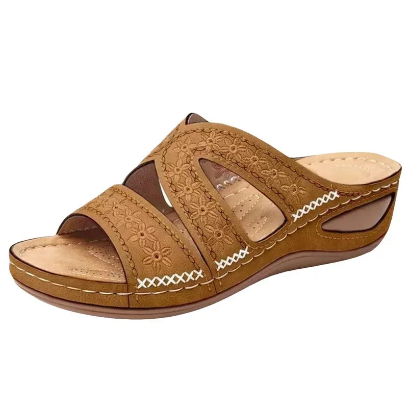 Sandali Donna Estivi con Ricamo - Comfort Ortopedico, Antiscivolo e Stile Artigianale