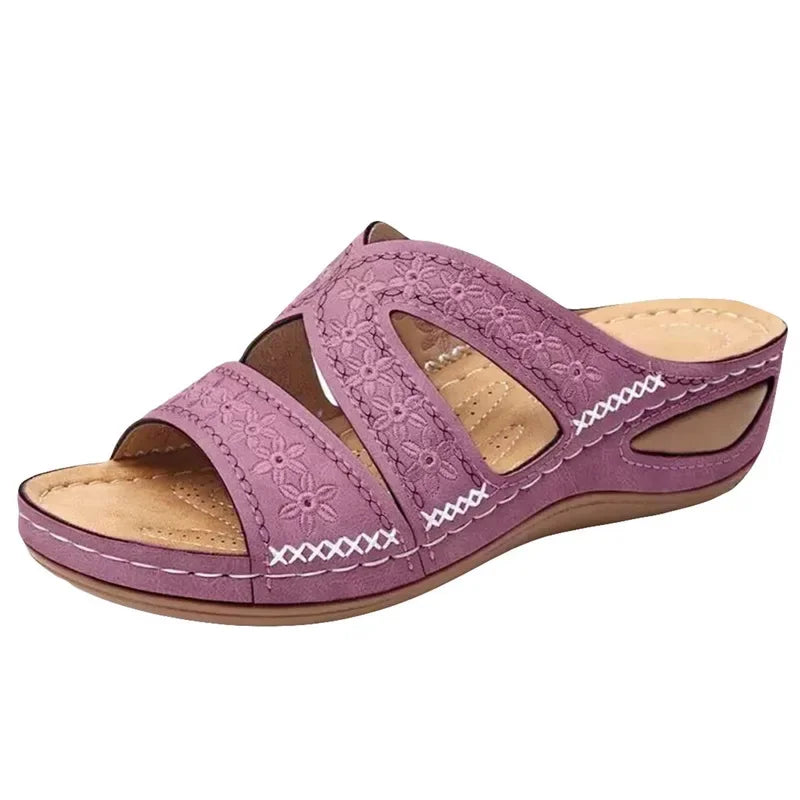 Sandali Donna Estivi con Ricamo - Comfort Ortopedico, Antiscivolo e Stile Artigianale