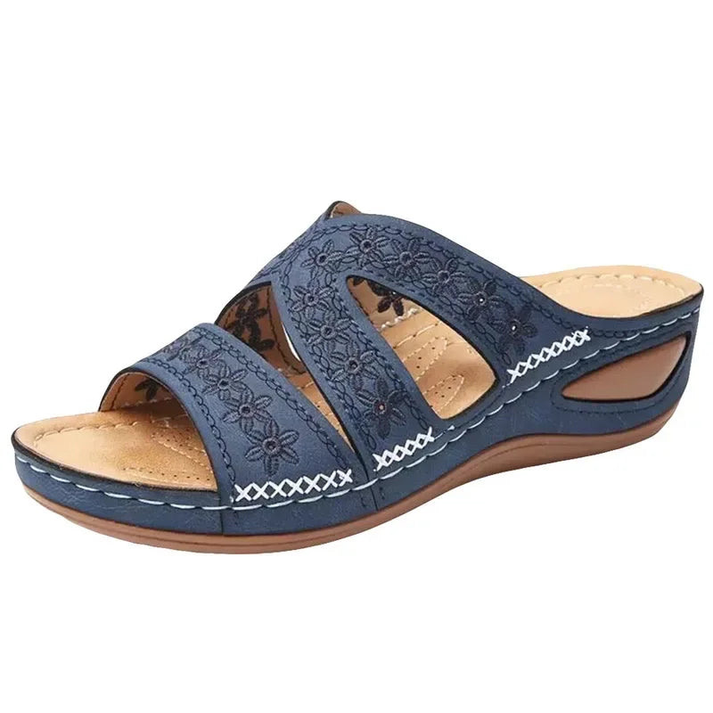 Sandali Donna Estivi con Ricamo - Comfort Ortopedico, Antiscivolo e Stile Artigianale