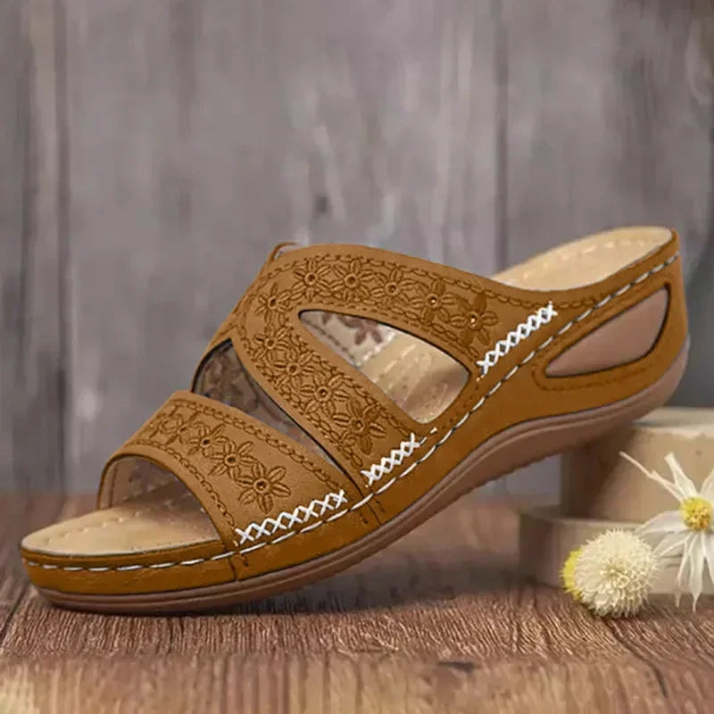 Sandali Donna Estivi con Ricamo - Comfort Ortopedico, Antiscivolo e Stile Artigianale
