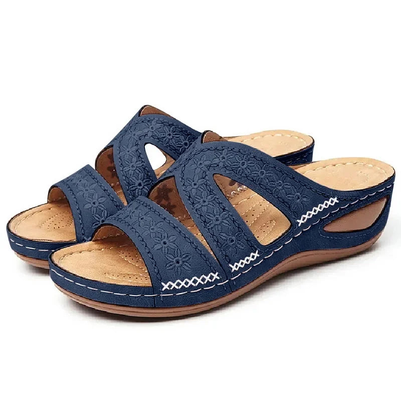 Sandali Donna Estivi con Ricamo - Comfort Ortopedico, Antiscivolo e Stile Artigianale