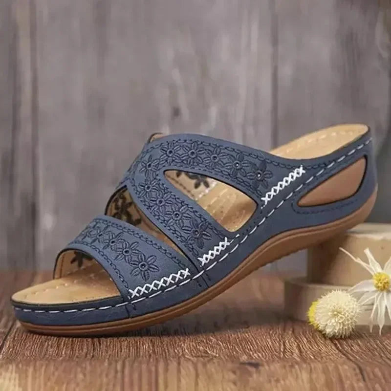 Sandali Donna Estivi con Ricamo - Comfort Ortopedico, Antiscivolo e Stile Artigianale