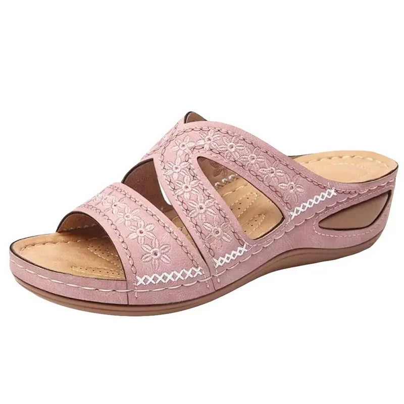 Sandali Donna Estivi con Ricamo - Comfort Ortopedico, Antiscivolo e Stile Artigianale