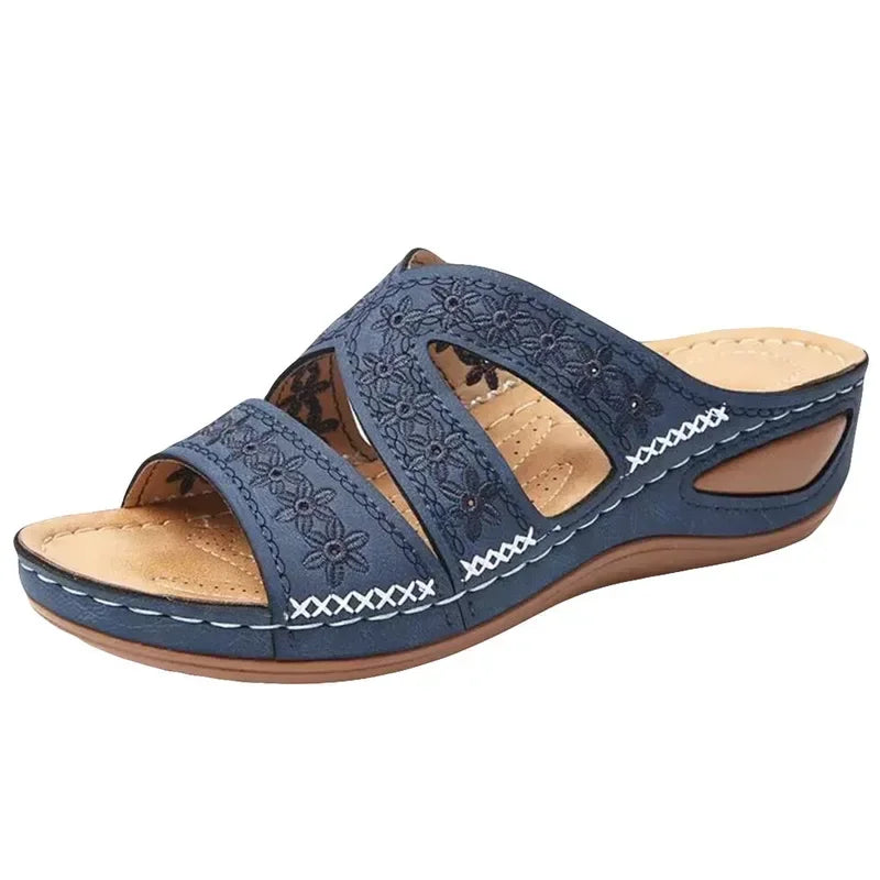 Sandali Donna Estivi con Ricamo - Comfort Ortopedico, Antiscivolo e Stile Artigianale