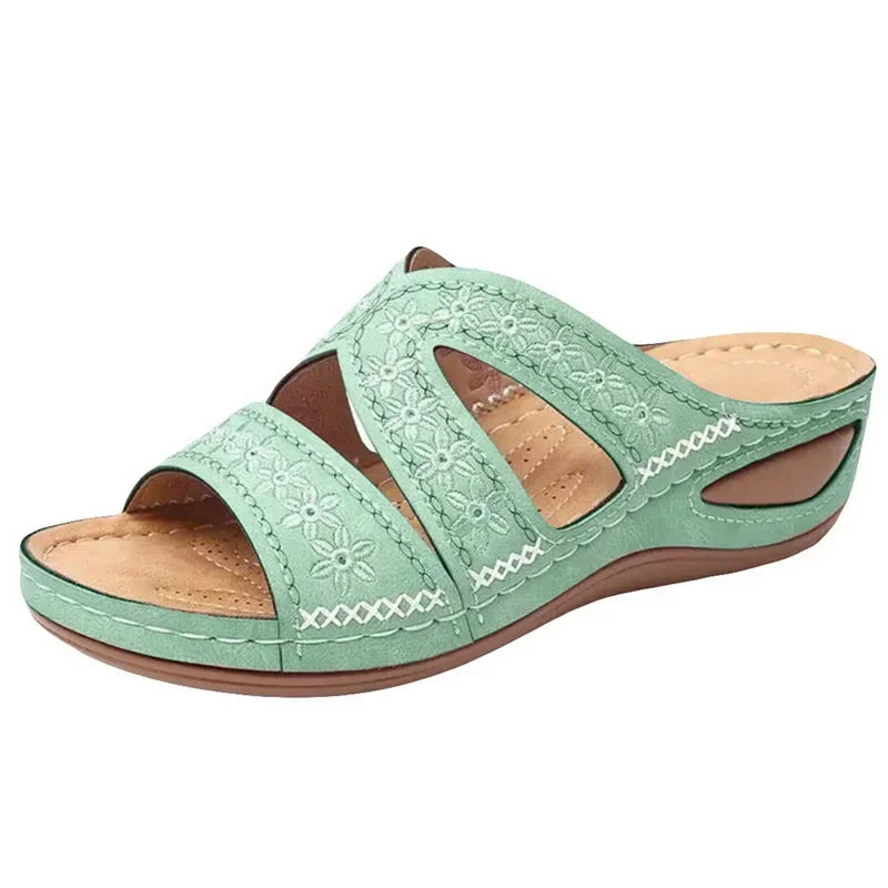 Sandali Donna Estivi con Ricamo - Comfort Ortopedico, Antiscivolo e Stile Artigianale