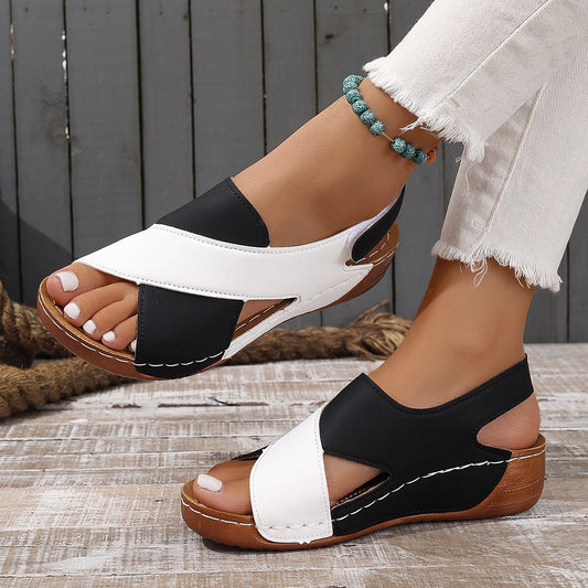 Scarpe Donna Estive con Zeppa Bassa e Fascia Incrociata - Comode, Eleganti e Facili da Indossare