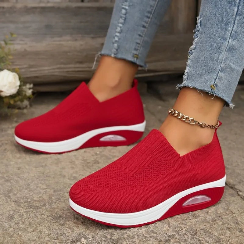 Scarpe Donna da Passeggio con Piattaforma - Slip-On Traspiranti con Camera d'Aria