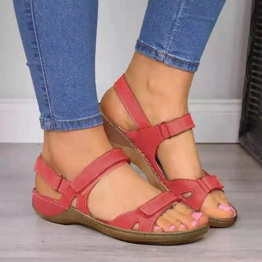 Scarpe Estive Donna con Zeppa Bassa e Doppio Velcro Regolabile - Comode, Stabili e Leggere Tutto il Giorno