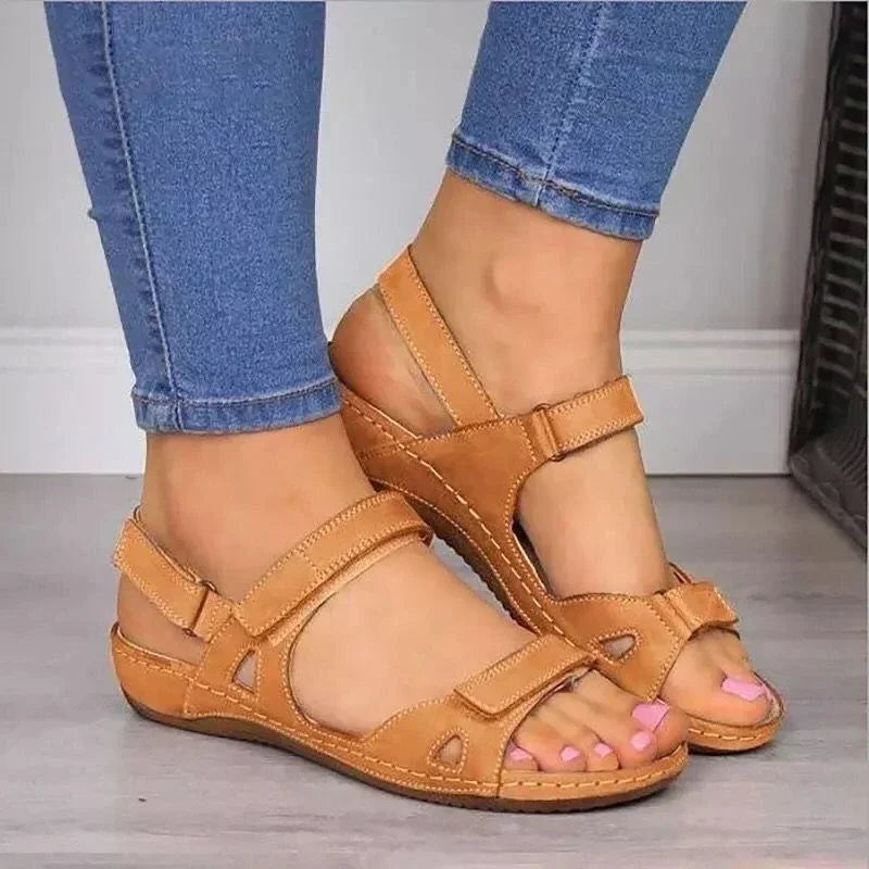 Scarpe Estive Donna con Zeppa Bassa e Doppio Velcro Regolabile - Comode, Stabili e Leggere Tutto il Giorno