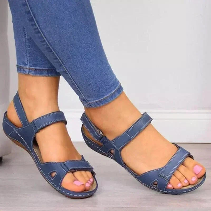 Scarpe Estive Donna con Zeppa Bassa e Doppio Velcro Regolabile - Comode, Stabili e Leggere Tutto il Giorno