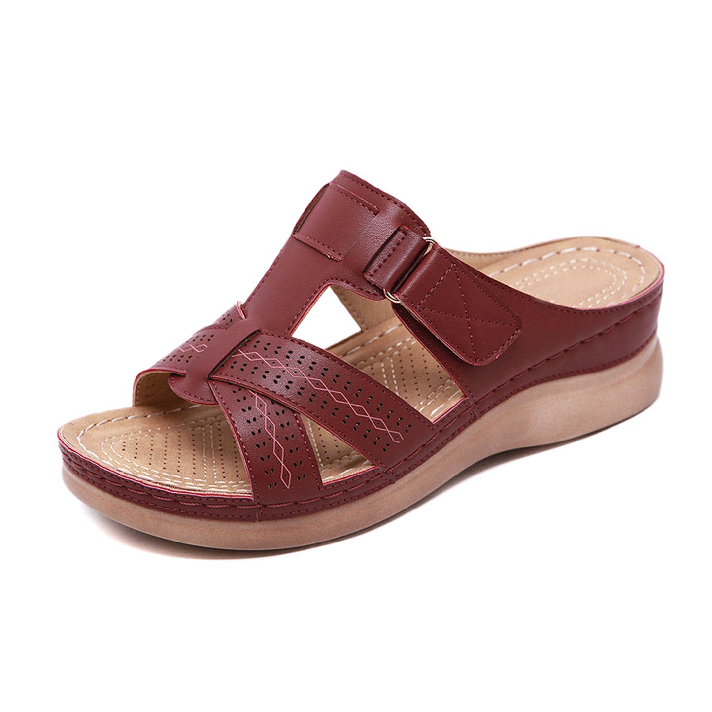 Scarpe Estive Donna con Zeppa Ergonomica e Velcro Regolabile - Comode, Traspiranti e Leggere Tutto il Giorno