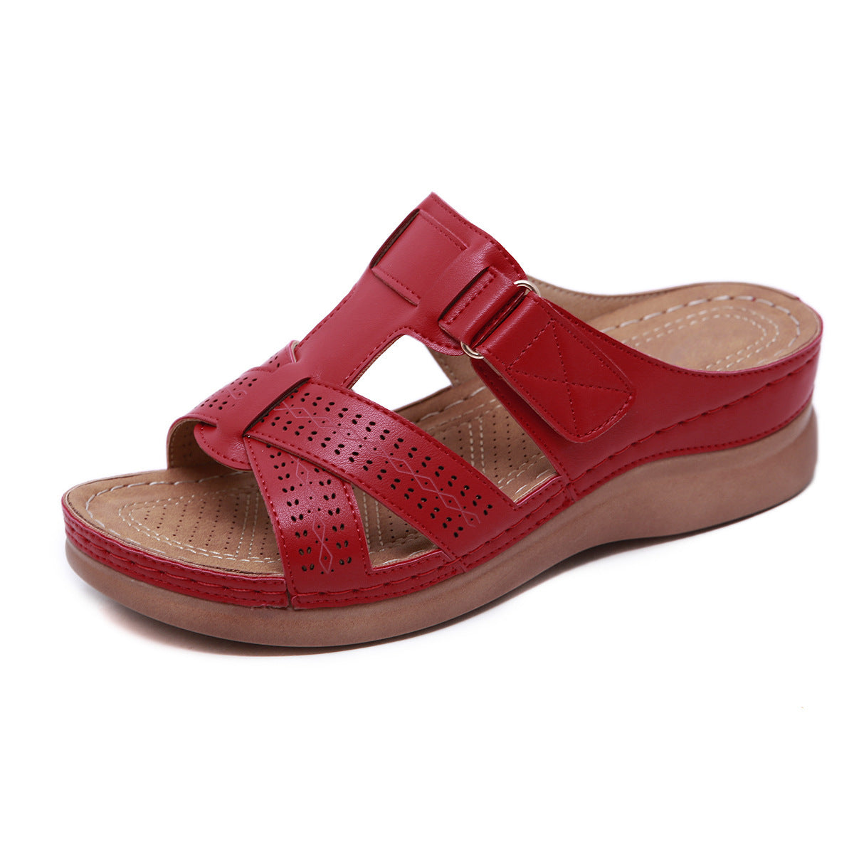 Scarpe Estive Donna con Zeppa Ergonomica e Velcro Regolabile - Comode, Traspiranti e Leggere Tutto il Giorno