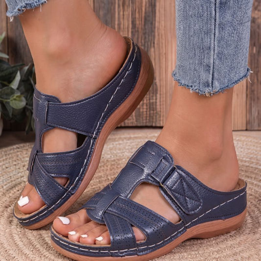 Scarpe Estive Donna con Zeppa Ergonomica e Velcro Regolabile - Comode, Traspiranti e Leggere Tutto il Giorno