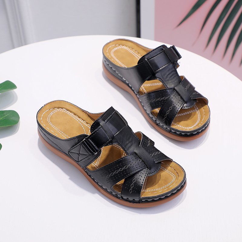 Scarpe Estive Donna con Zeppa Ergonomica e Velcro Regolabile - Comode, Traspiranti e Leggere Tutto il Giorno
