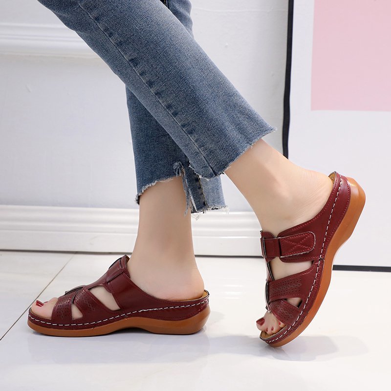 Scarpe Estive Donna con Zeppa Ergonomica e Velcro Regolabile - Comode, Traspiranti e Leggere Tutto il Giorno