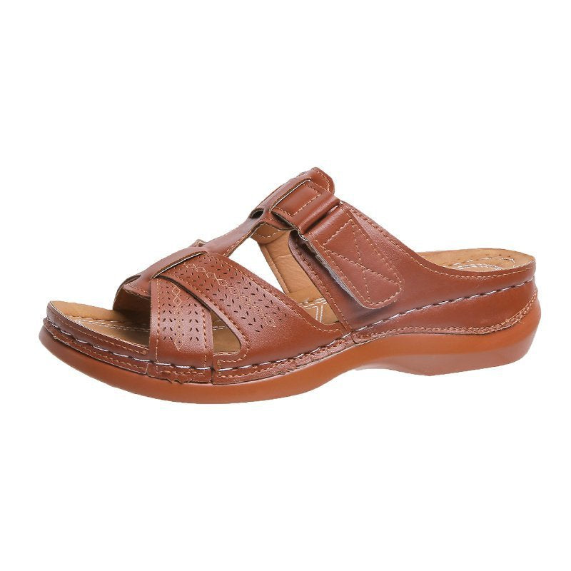 Scarpe Estive Donna con Zeppa Ergonomica e Velcro Regolabile - Comode, Traspiranti e Leggere Tutto il Giorno