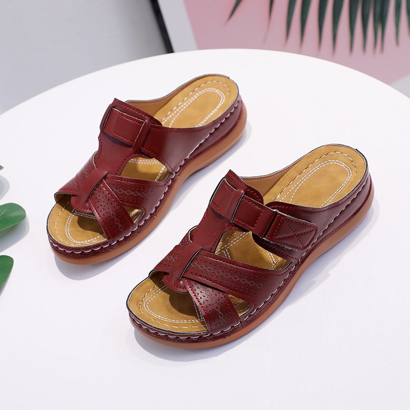 Scarpe Estive Donna con Zeppa Ergonomica e Velcro Regolabile - Comode, Traspiranti e Leggere Tutto il Giorno