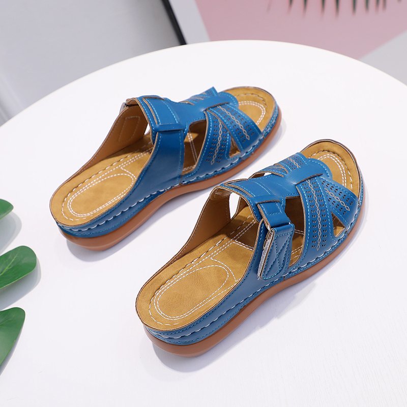 Scarpe Estive Donna con Zeppa Ergonomica e Velcro Regolabile - Comode, Traspiranti e Leggere Tutto il Giorno