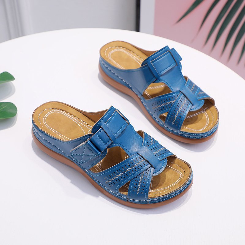 Scarpe Estive Donna con Zeppa Ergonomica e Velcro Regolabile - Comode, Traspiranti e Leggere Tutto il Giorno