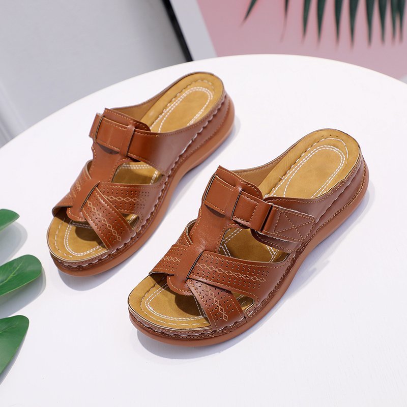 Scarpe Estive Donna con Zeppa Ergonomica e Velcro Regolabile - Comode, Traspiranti e Leggere Tutto il Giorno