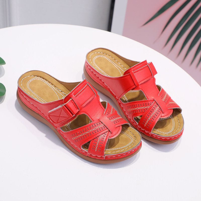 Scarpe Estive Donna con Zeppa Ergonomica e Velcro Regolabile - Comode, Traspiranti e Leggere Tutto il Giorno
