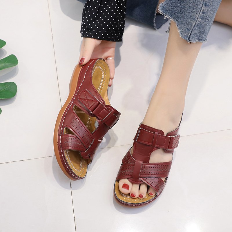 Scarpe Estive Donna con Zeppa Ergonomica e Velcro Regolabile - Comode, Traspiranti e Leggere Tutto il Giorno