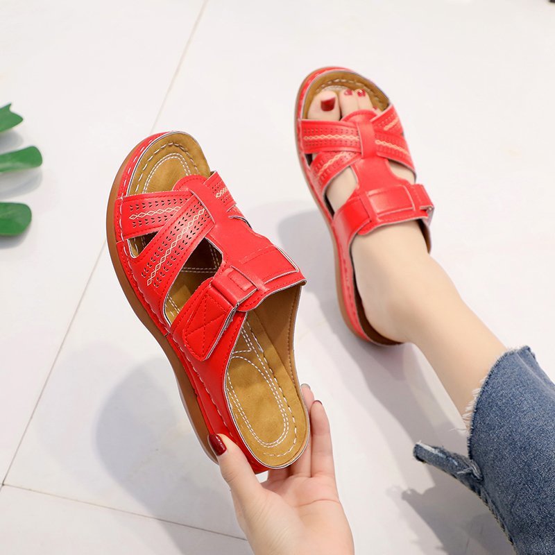 Scarpe Estive Donna con Zeppa Ergonomica e Velcro Regolabile - Comode, Traspiranti e Leggere Tutto il Giorno