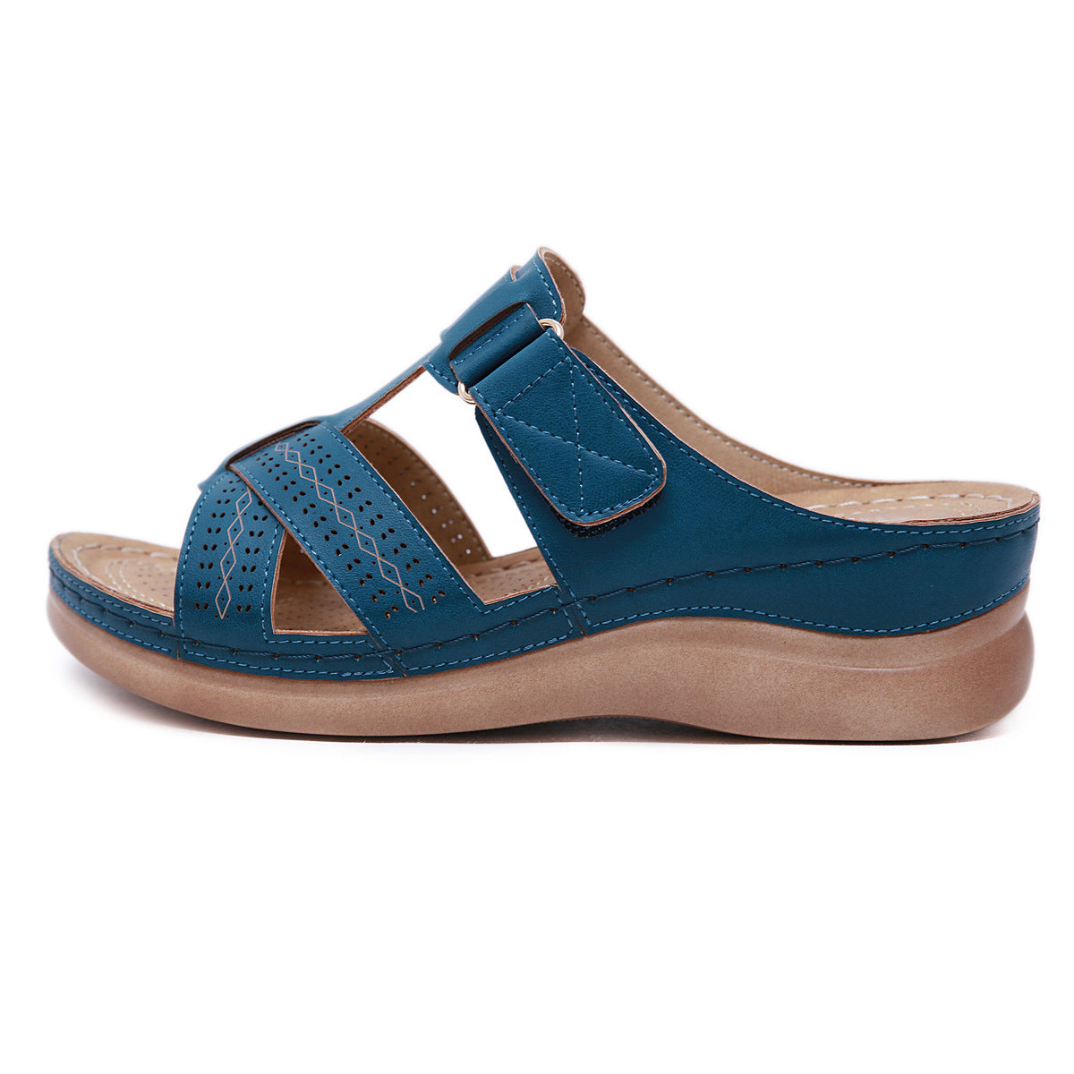 Scarpe Estive Donna con Zeppa Ergonomica e Velcro Regolabile - Comode, Traspiranti e Leggere Tutto il Giorno