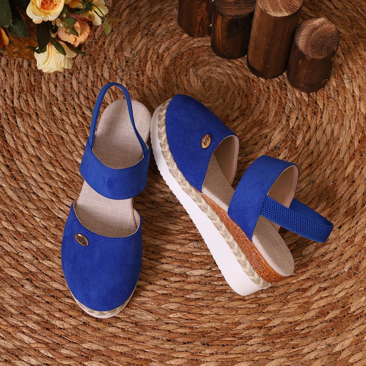 Scarpe Estive Donna con Zeppa in Corda e Cinturino Elastico - Comode, Eleganti e Leggere Tutto il Giorno