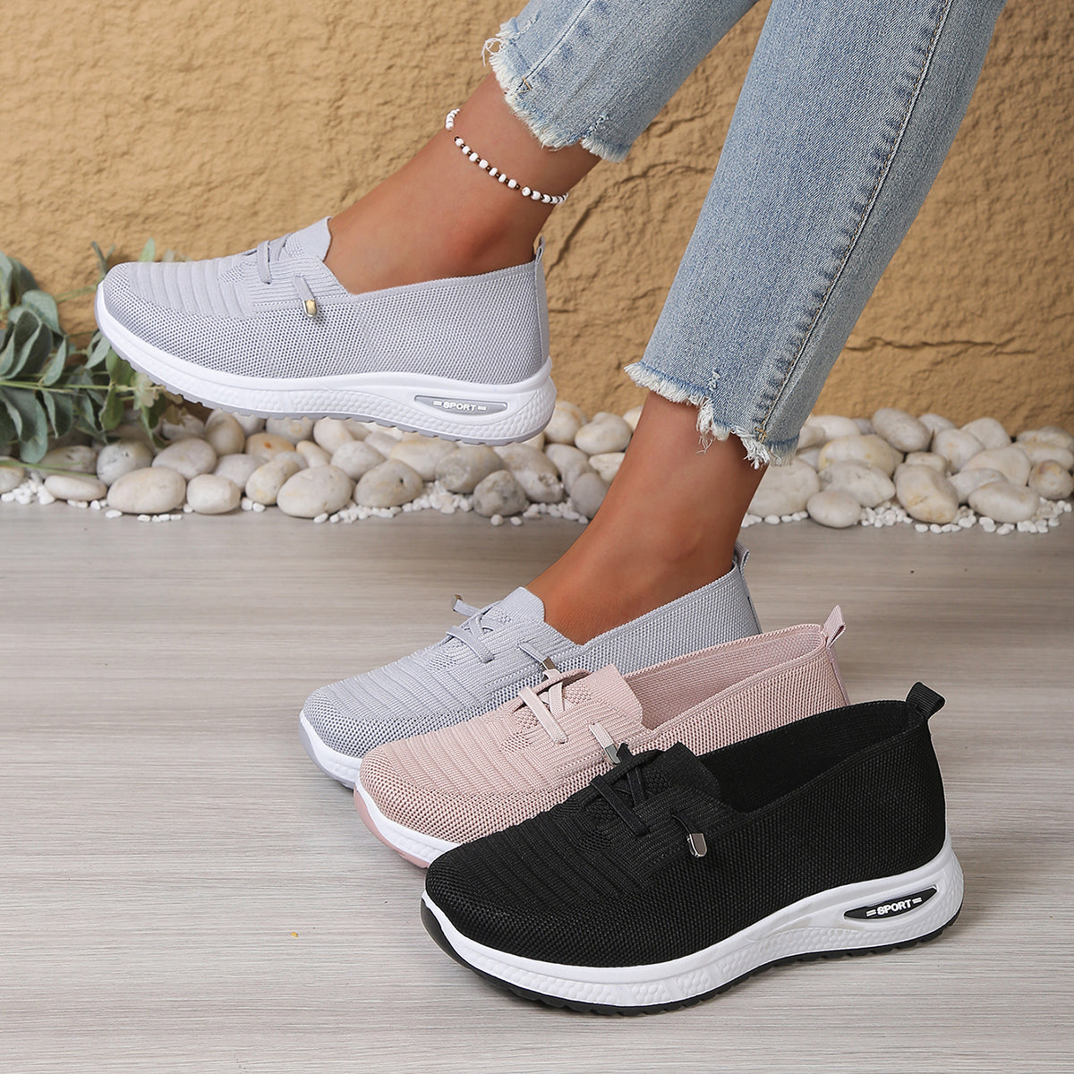 Scarpe Donna Leggere e Traspiranti - Sneaker Slip-On Comode per Camminare Tutto il Giorno